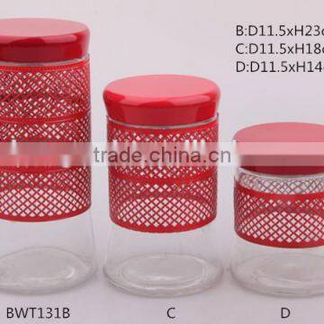Glass Storage Jar With Big Bottom and Metal Coating