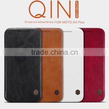 Quality Flip Leather Case For MOTO G4 PLUS, NILLKIN Qin PU flip leather phone Case BUSINESS CARD CASE CLASSIC RESTRO