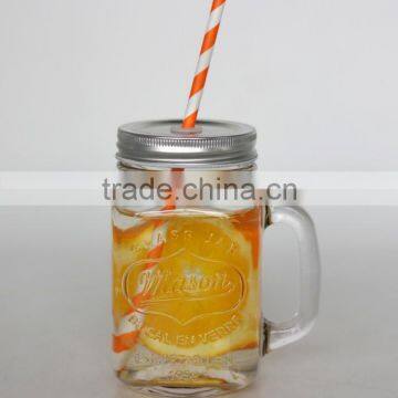 Glass handle Mason Jars with Metal Lid