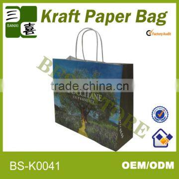 Cheap white kraft paper bag with twisted paper handle for shopping