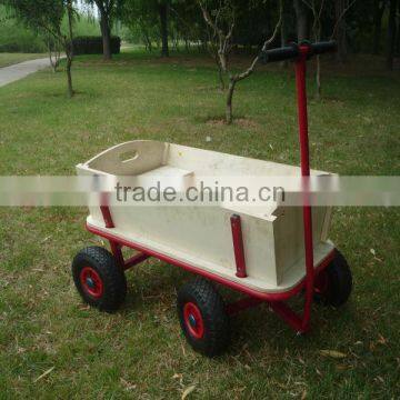 Wooden hand pull nursery cart with 100KG loading capacity TC4203B