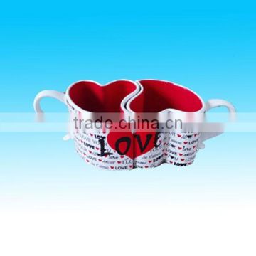 8oz high quality heart shape ceramic couple mugs holiday gift