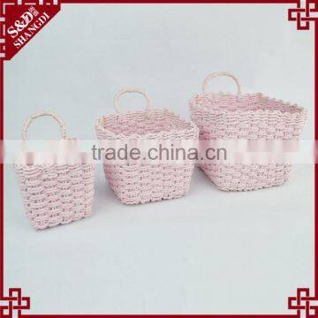 Sweety Pink Color Hand Woven Mini Hanging Baskets for Gifts photo-3