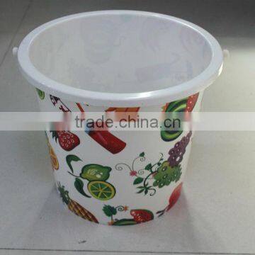 household plastic bucket13L with handle,fruit design bucket,bucket with plastic handle