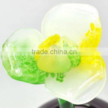 wholesale decorative elegant hand blown long stem colored artificial glass flower