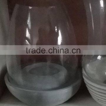 slate stone candle holder with clear glass