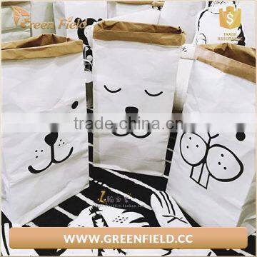 Green Field Kraft Paper Storage Bag Kids Toy Keeper Bag Storage Bag