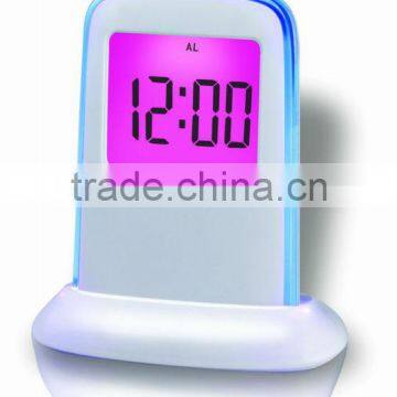 Promotional Push Panel 7-Color Changing LCD Clock