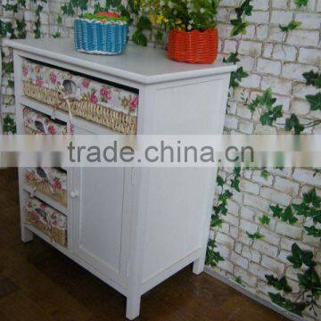 Country Style Modern Design Tall White Wooden Cabinet With 4drawer and One Door photo-6