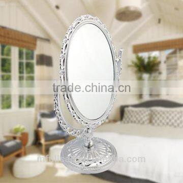 Plastic oval shape double side desk top cosmetic mirror