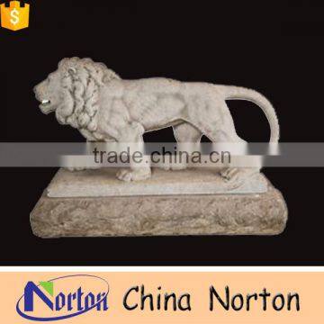 Norton factory carved natural marble statue of a lion with stand NTBM-L018Y