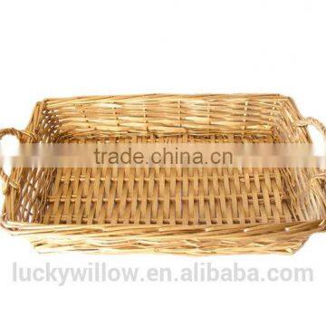 Handwoven wicker hamper tray