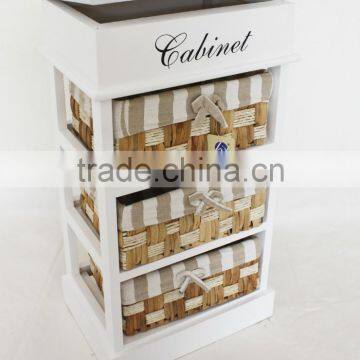 Shabby Chic Home Furniture Wooden Cabinet With Wicker Drawers photo-2