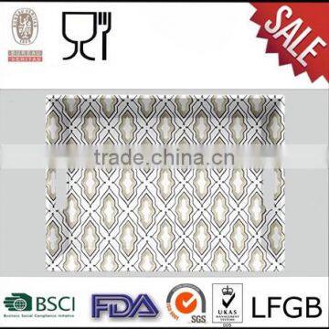 Factory wholesale melamine serving tray,rectangular custom printing melamine tray with handle