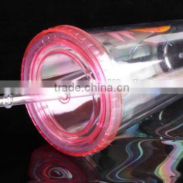 Single Wall Plastic Tumbler Clear Plastic Cup with Lid and Straw