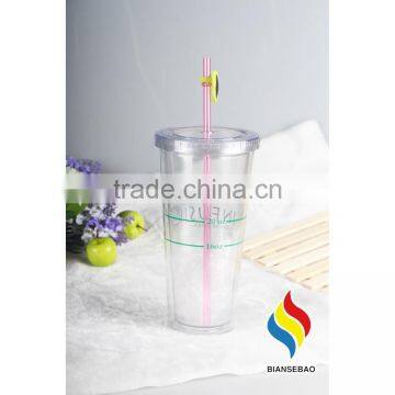 With Figurines Straw Clear Double Wall Plastic Acrylic Tumbler photo-2