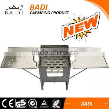 outdoor camping stainless protable charcoal and gas bbq stove with carry bag