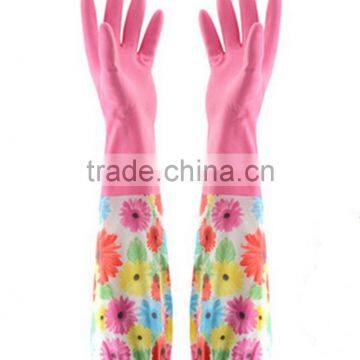 Long Velvet Gloves Housework Dishwashing Gloves Latex Rubber Gloves Thick Warm Laundry Gloves photo-2