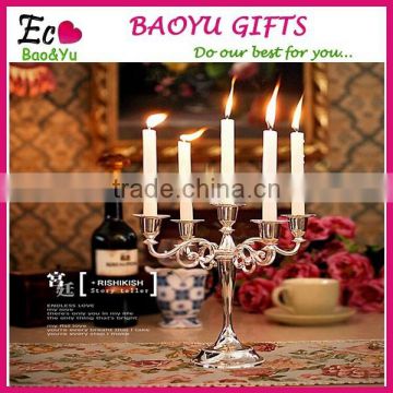 Silver plated metal candle holders candlestick for wedding decoration candelabra Valentine's Day Gift