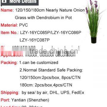 120 / 150 / 180 cm Nearly Nature Synthetic Grass Potted Onion Grass With Dendrobium Flowers Artificial Pots Plant for Decoration photo-5