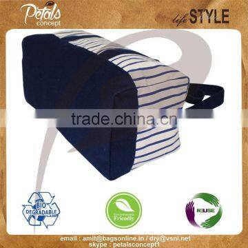 2017 Canvas Duffle Bag With One Color Stripe Print photo-2