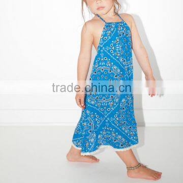 Beautiful Boho Printed Rayon One Piece Girls Party Dresses Children Girl Clothings Kids Model Dresses 2016 HSD5736 photo-6