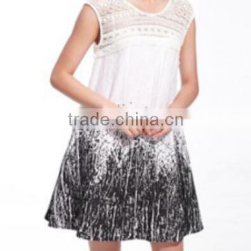 retro vintage design party club black a line lace skirt/Ink printing skirt