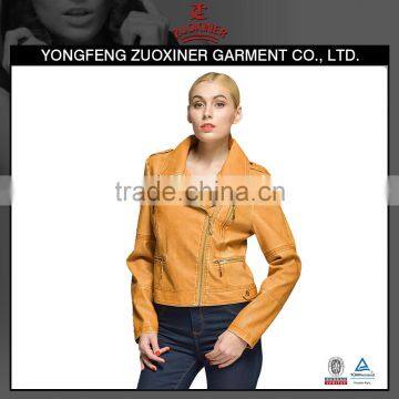 washed pu leather jacket blazer fluting jacket