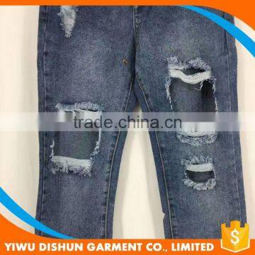 Women Latest Design Straight Pants Jeans With Holes photo-2