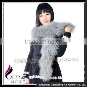 CX-S-02G High Quality Custom Fashion Wholesale Mongolian Lamb Fur Fashion Winter Scarf photo-3