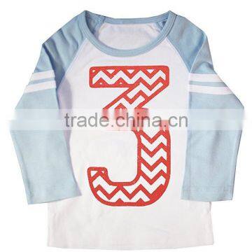 Baby Boys' Names Unique Pictures Ruffle Raglan Birthday Chevron Stripe Raglan T-shirt photo-2