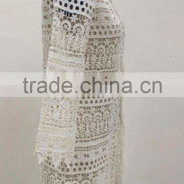 Wholesale Lady's Fashion Crochet Cotton Long Sleeve Summer Beach Kaftan Top Casual Style photo-2