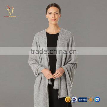 Women Grey Long Cashmere Poncho Wool Scarf Sahwl Poncho