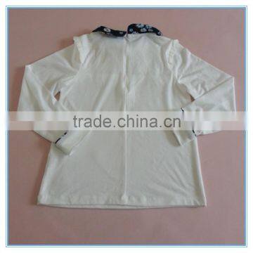 Wholesale OEM Children Girls Cotton Long Sleeve Shirt, Girls Boutique t Shirt With Flower Printed Turn Over Neck photo-2
