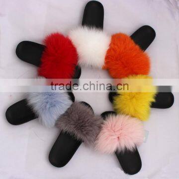 Myfur 2017 Fashionable Soft And Comfy Fluffy Women Ladies Indoor Real Fox Fur Slippers photo-6