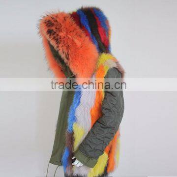 Myfur Customized Rainbow Colored Fox Fur Lined Parkas In Top Quality