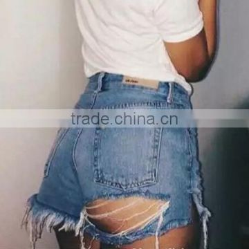 Runwaylover 5306 high quality ladies high waist sexy denim shorts