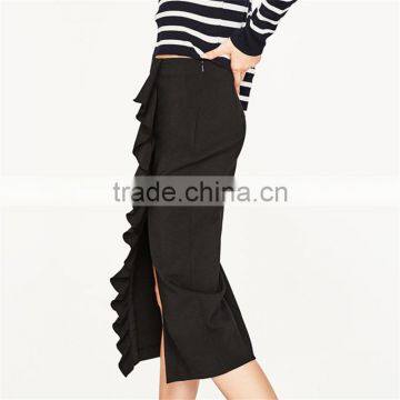 2017 Hot Sale Young Lady Maxi Pencil Skirts With Ruffles photo-5