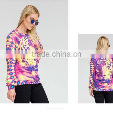 Unisex Colorful Tiger Full Printing Crewneck Sweatshirt photo-4