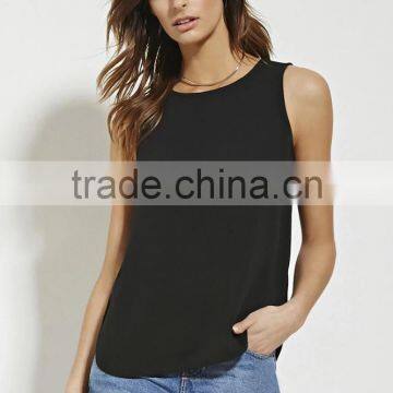 2016 High Quality Plain Dyed Cotton Fashionable Summer Sleeveless Smart Casual Blouse photo-2