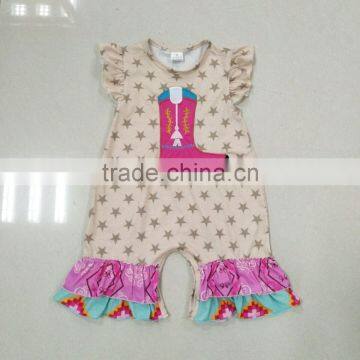 factory price star printed embroidery cotton custom newborn baby romper