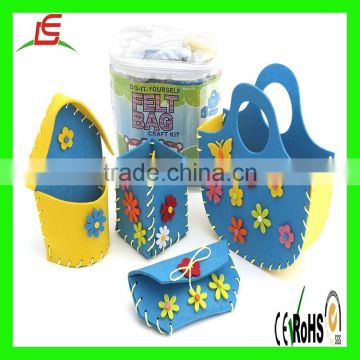 C132 Do it Yourself Felt Bag Craft Kit Set 5 Blue and Yellow