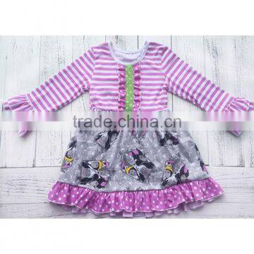 HOT sale witch pattern stripe and polka dot design children party dresses