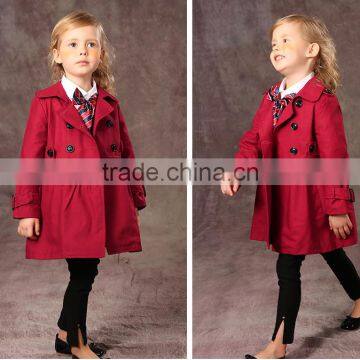 Latest Fashion Firls Clothing Double Buckle Long Sleeve Girls Trench Coat photo-4