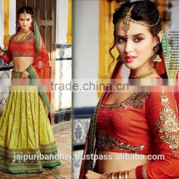 Designer Olive Green, Yellow color Lehenga Choli