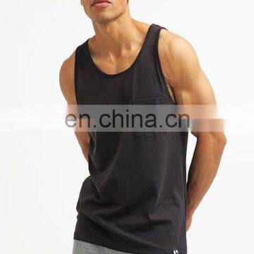 Guangzhou manufacturer running custom plain dyed blank fashion cotton side slits pocket black mens tank top