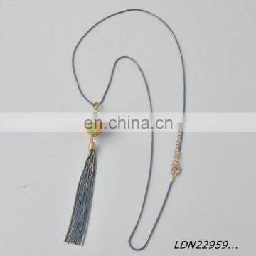 Latest Desion Cat's Eye Opal Ston With Suede Tassels Necklace photo-2