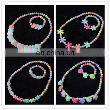 Baby kids flower handmade plastic necklace set