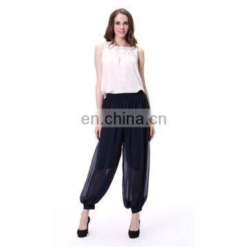 Newest hot sale women fancy maxi dress pant skinny capri pant