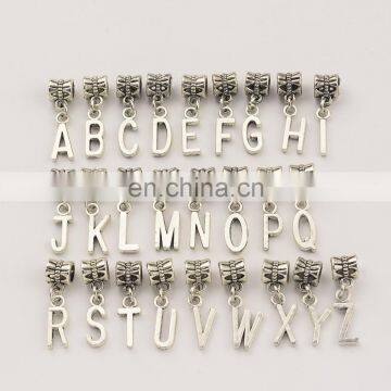 Tibetan Silver 26 Initial Alphabet Macroporous Accessories DIY Beads Pendant Charms Pendants Jewelry DIY Crafts